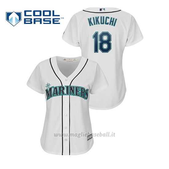 Maglia Baseball Donna Seattle Mariners Yusei Kikuchi Cool Base Majestic Bianco